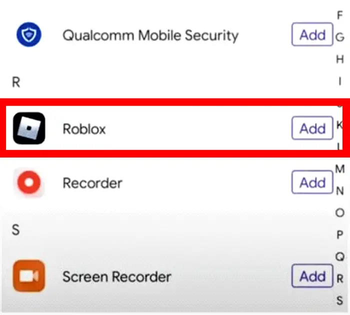 select Roblox and add