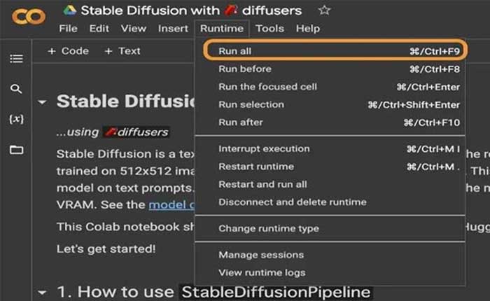 Run Stable Diffusion on Google Colab