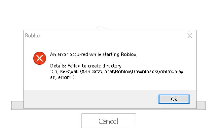 Failed to create directory error