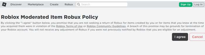 Roblox Moderated Item Policy