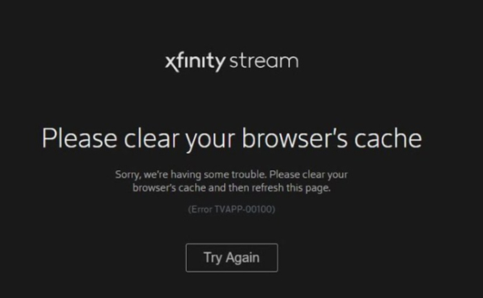 Xfinity Stream Clear Cache Error