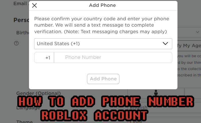 Add Phone Number Roblox Account