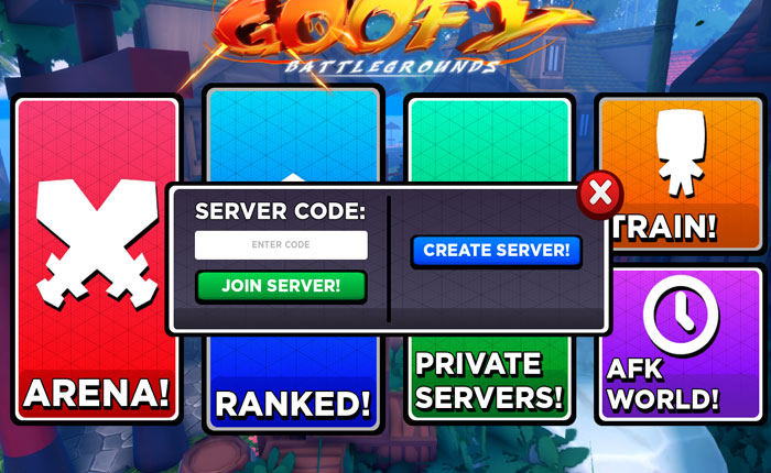 Goofy Arena private server codes