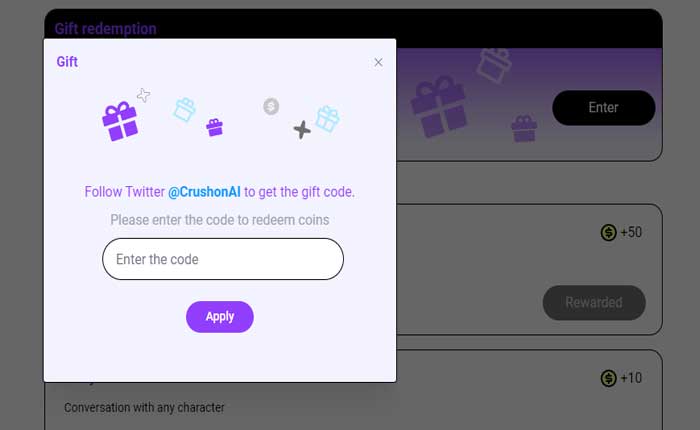 Crushon AI Gift Code
